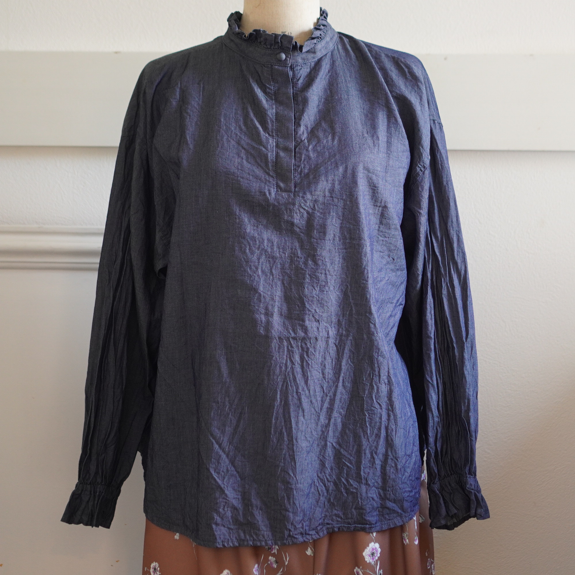 ichi - Denim 2way Frill Blouse