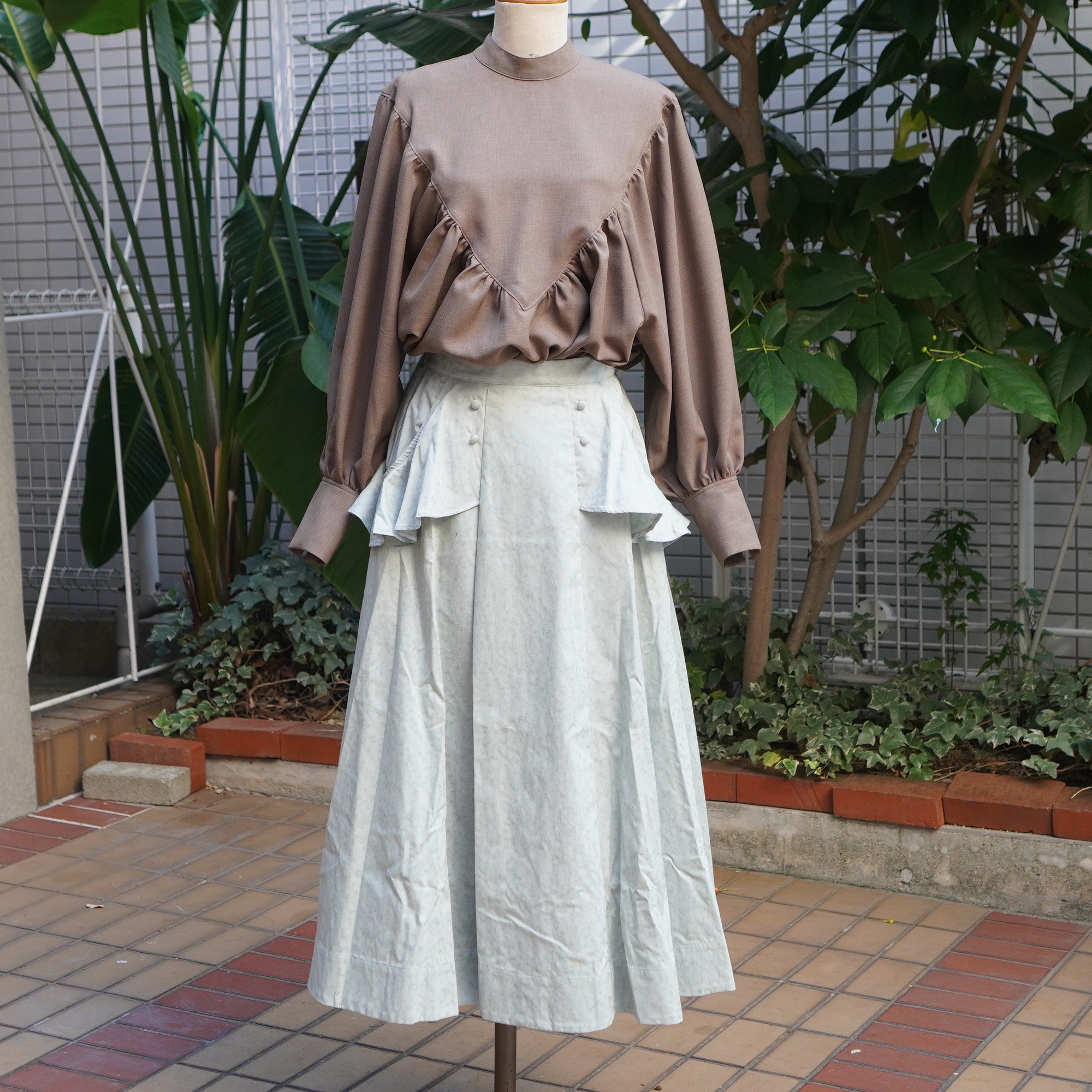 the last flower of the afternoon - 記憶の庭 Stand collar blouse